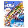 Packaged slapstick dive band with colorful surfboard designs and a child underwater in a pool.
