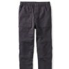 A pair of gray Iron Playwear Pants for boys, featuring an elastic waistband, lined knees, and slash pockets.