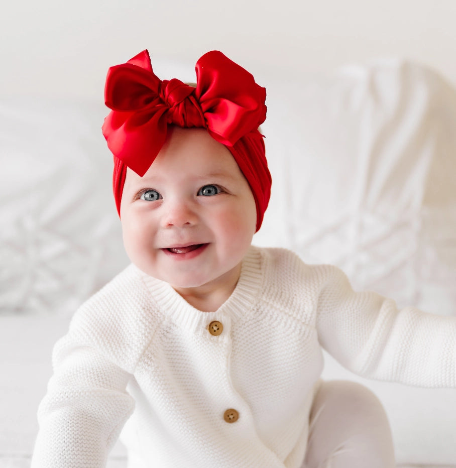 Cherry Red Satin Bow Headband