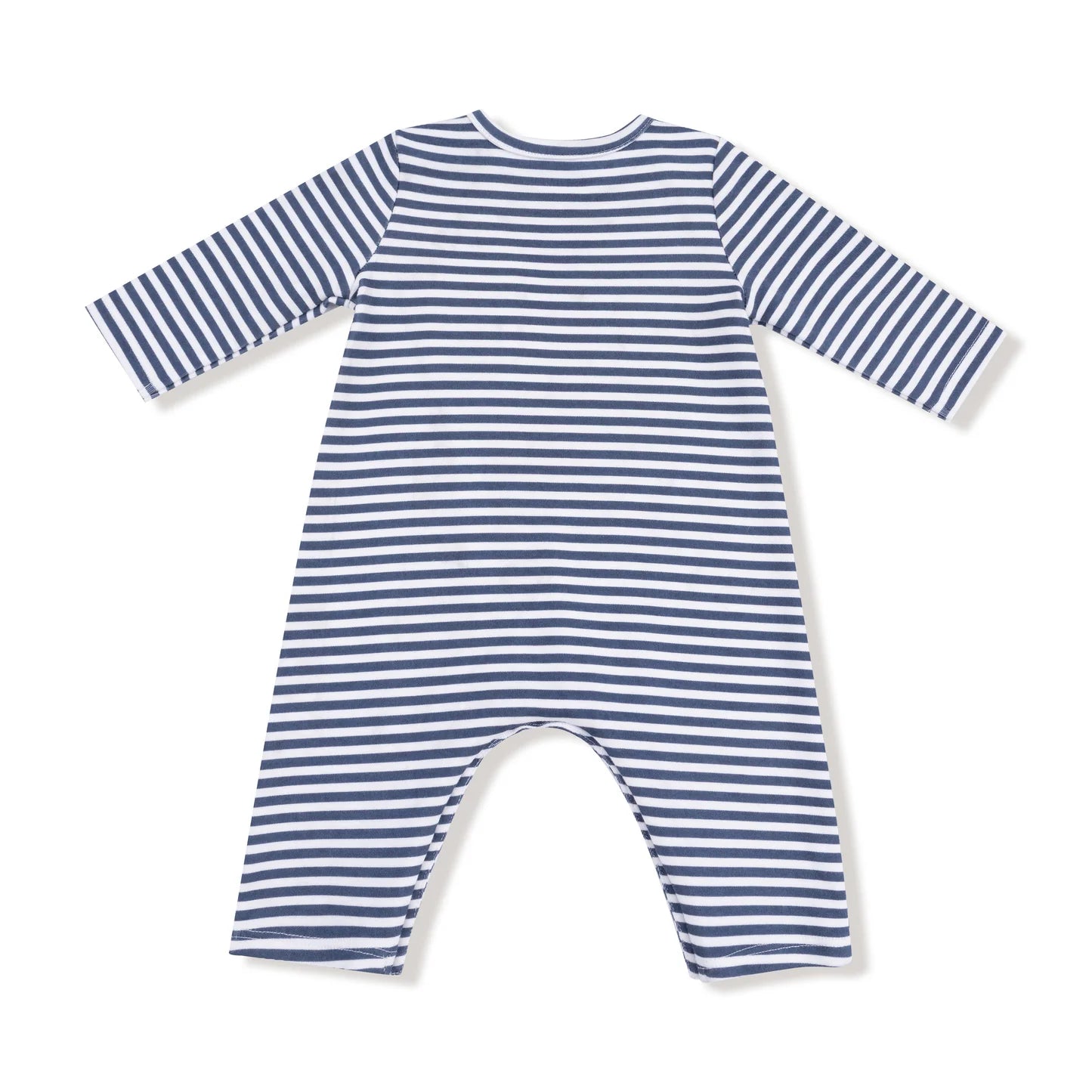 Navy Stripe Puppy Pocket Romper