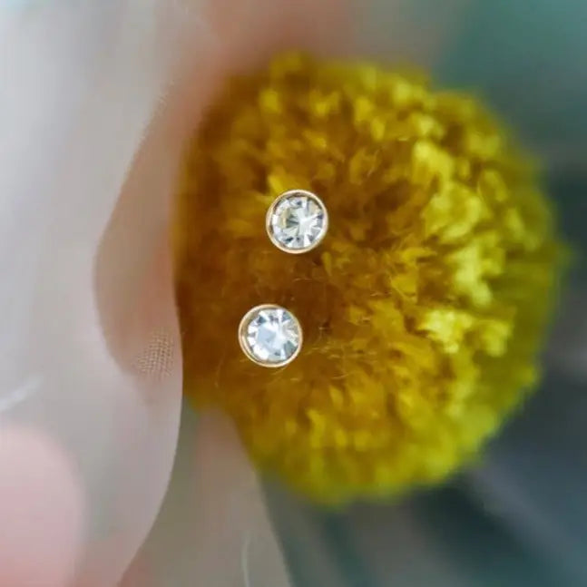 Tiny Diamond Earrings