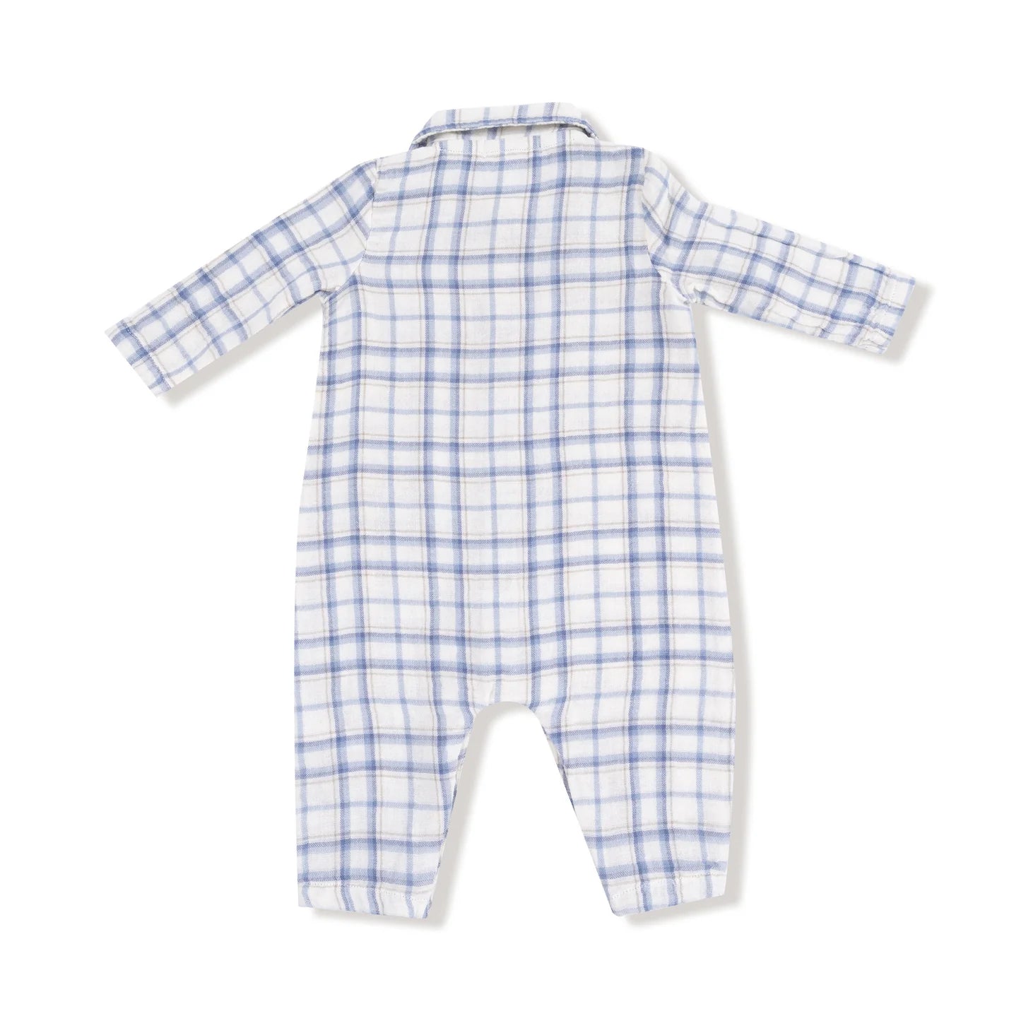 Blue Plaid Muslin Romper