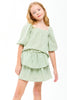 Green Striped Ruffle Skort