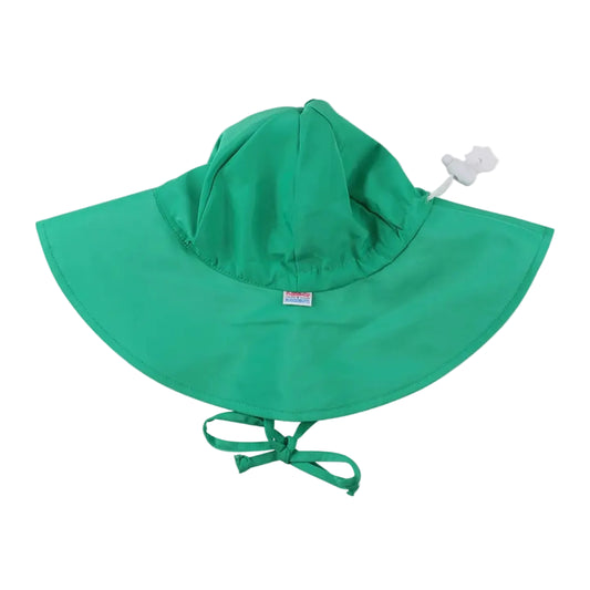 bright green kids sun hat on a white background