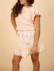 Blush Pearl Ruffle Cap Sleeve Top