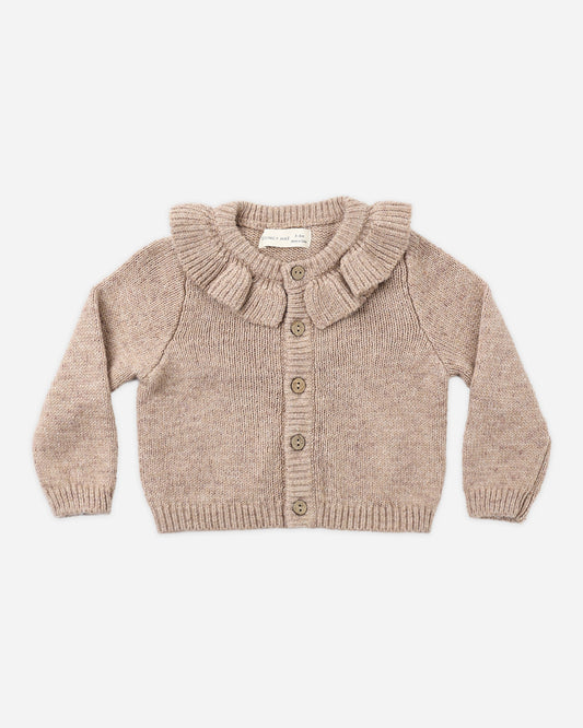 Almond Ruffle Collar Cardigan - flat lay