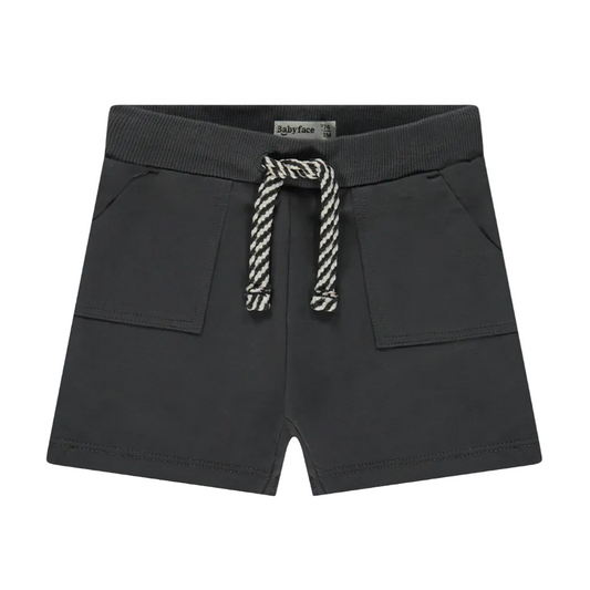 Black shorts with a rope tie on a white background