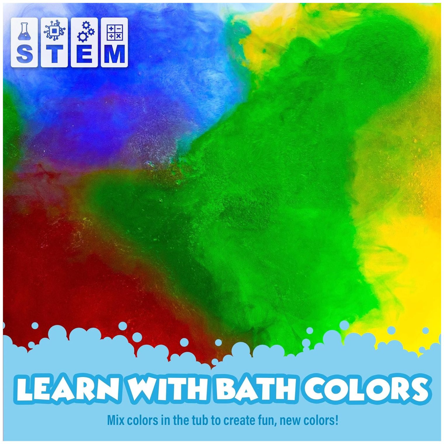 Colorful fizzy bath tablets for creative kids' play
