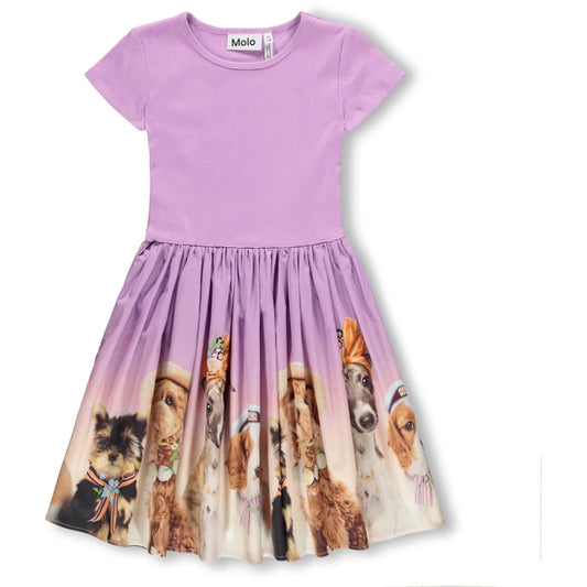 Purple dress with dog print