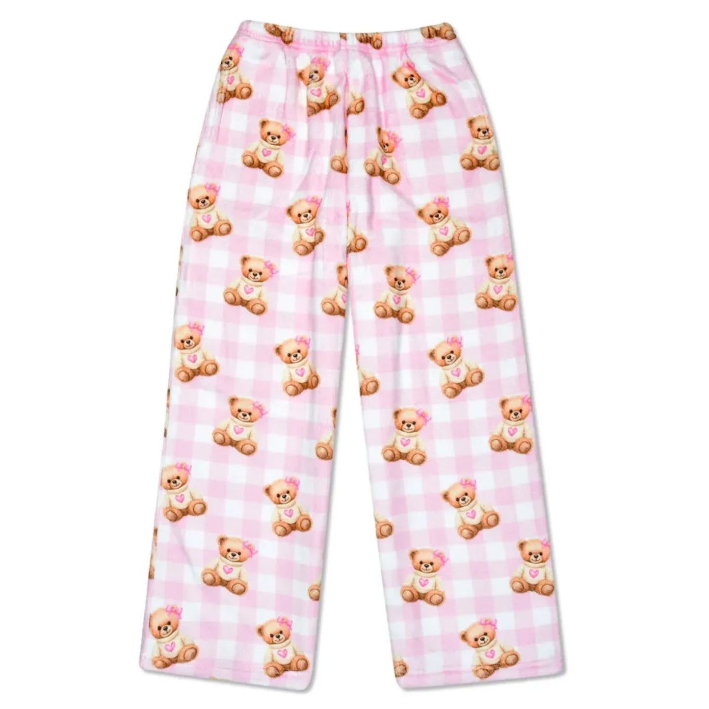 Cozy plush pants with a playful bear print
