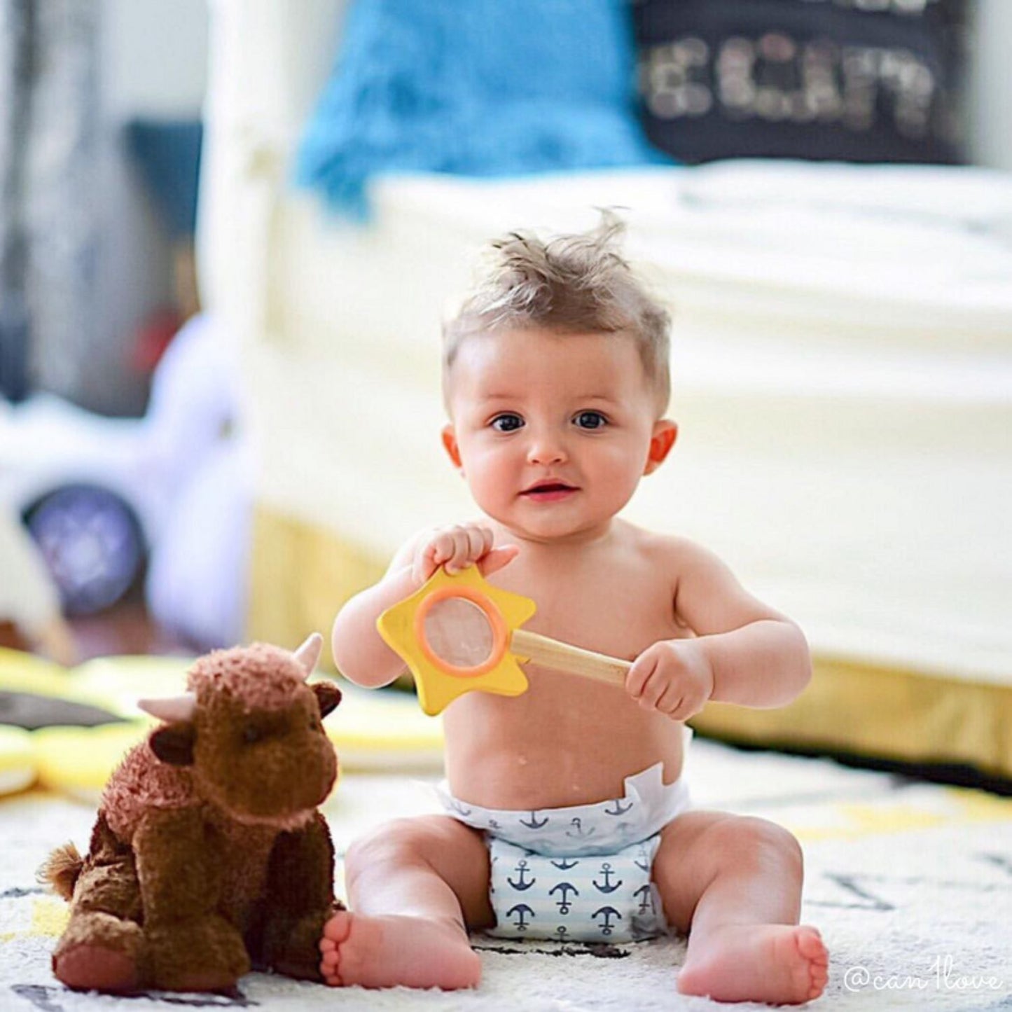 Whimsical buffalo plush with soft charming details