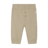 Beige baby pants with button details on a white background