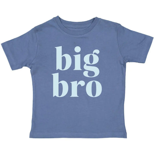 Blue tee with text Big Bro in lighter blue ink