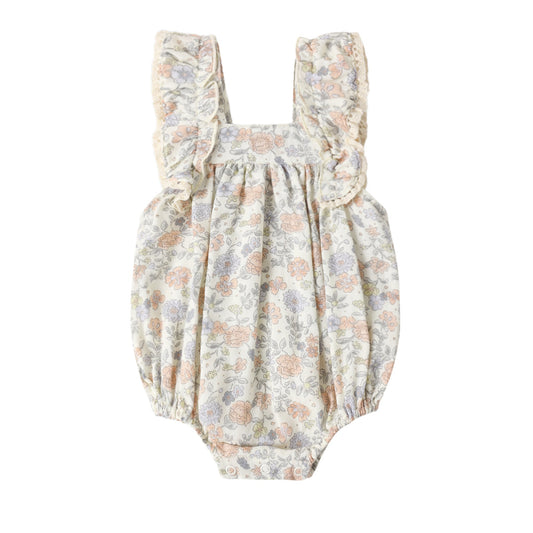 Floral baby bubble with ruffle straps