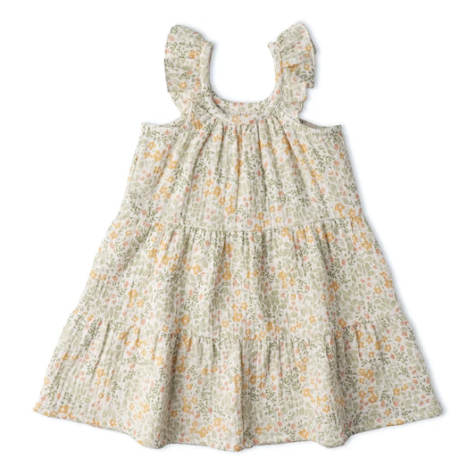 Floral dress with ruffled sleeves