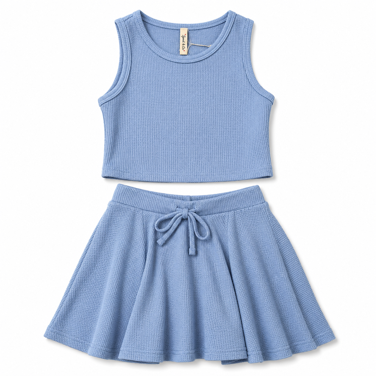 Blue Waffle Skort Set