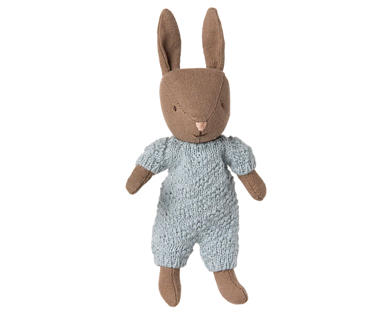 Brown Blue Knit Micro Rabbit