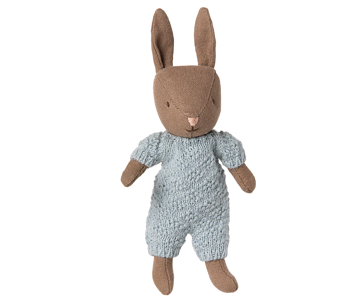 Brown Blue Knit Micro Rabbit