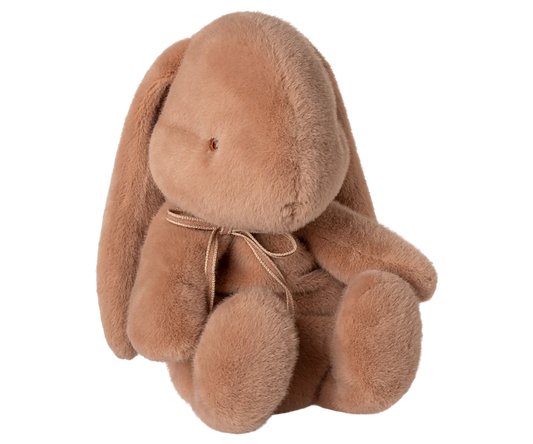 Vintage Rose plush bunny toy with a bow on a white background
