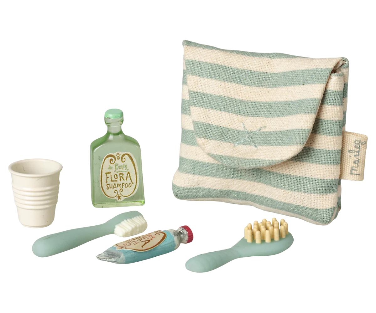 Toothbrush Set in Bag-Blue Stripe