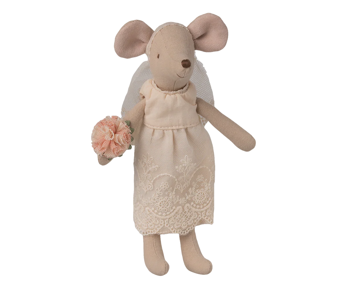 Maileg mouse wedding dress accessory shown from another angle