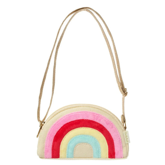 Small handbag with a rainbow design on a white background