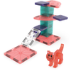 Colorful magnetic cat tree building set with cat figure