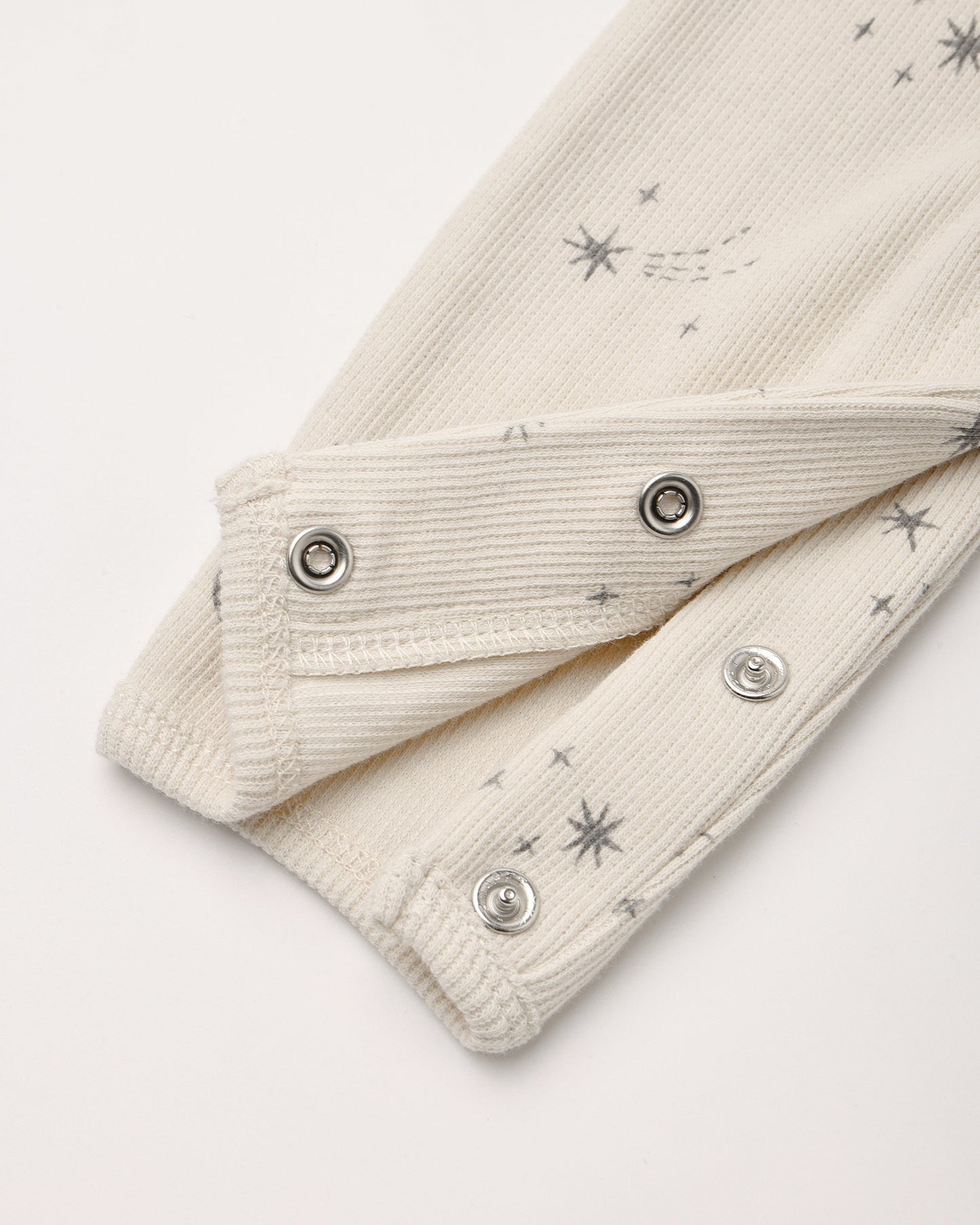 Celestial Ribbed Romper fabric and print close-up