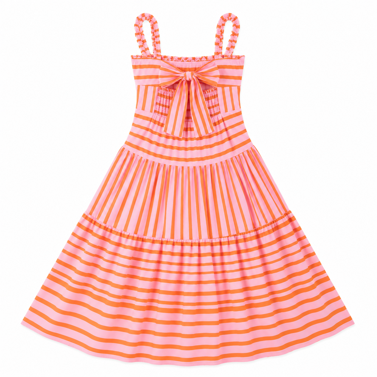 Pink & Orange Stripe Maxi Dress