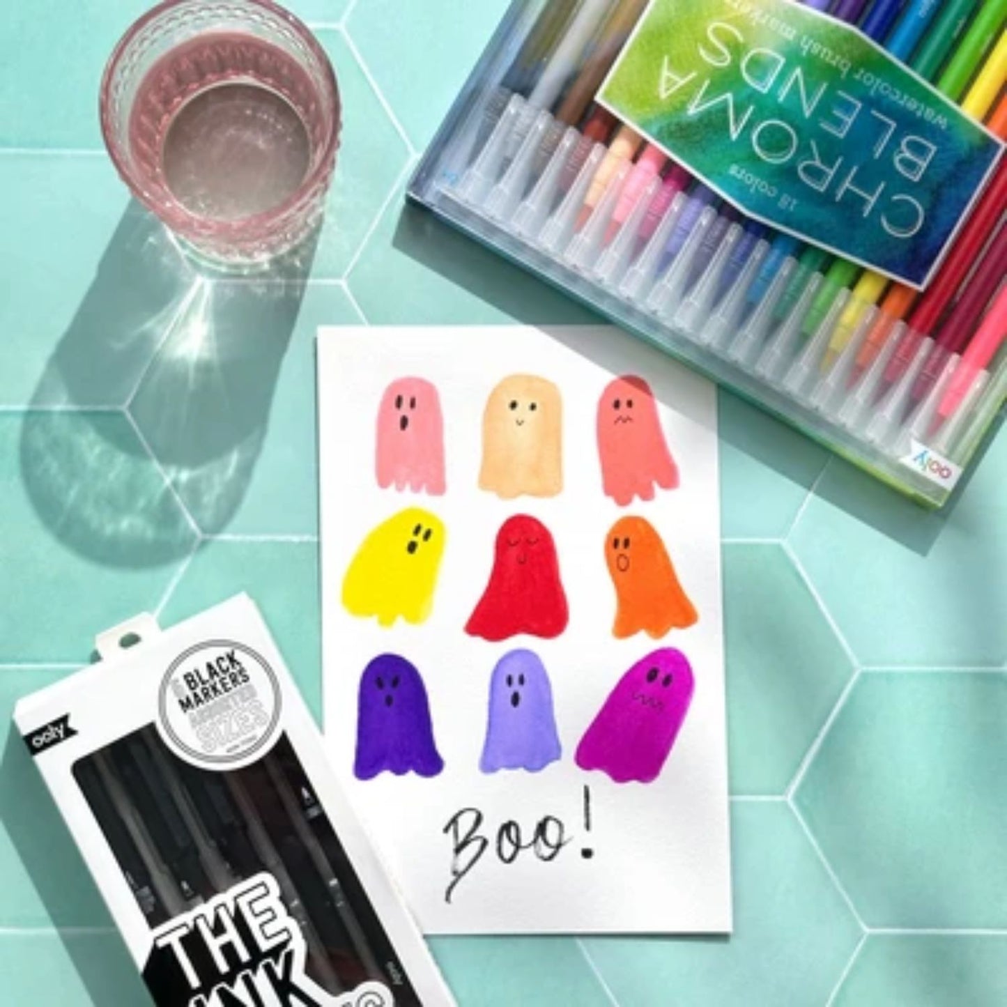 Watercolor brush markers for creative painting