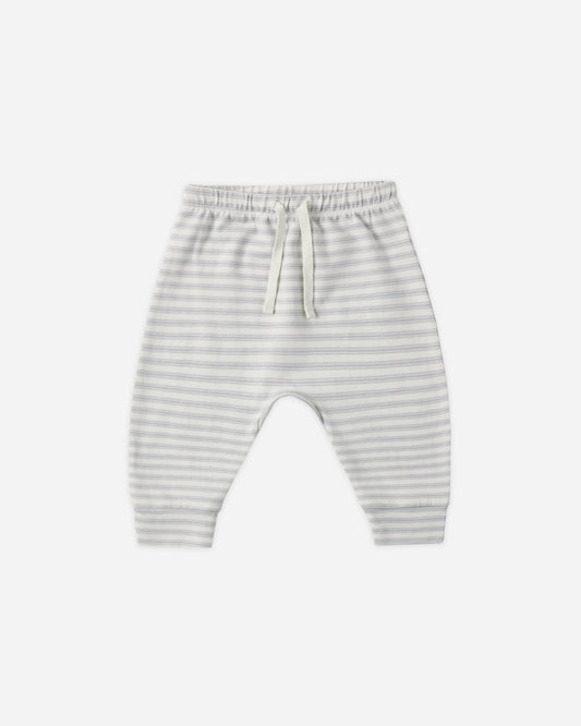 Cloud Stripe Pant flat lay - Quincy Mae organic cotton drawstring pant, cloud stripe print