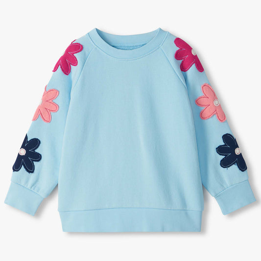 Girls cool blue floral slouchy pullover by Hatley