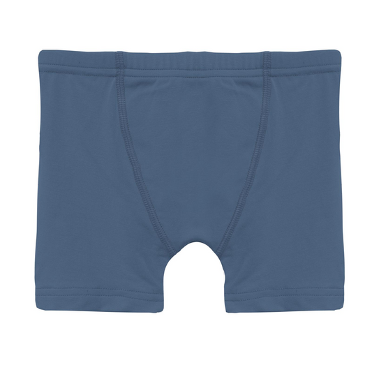 Blue boxer briefs on a white background
