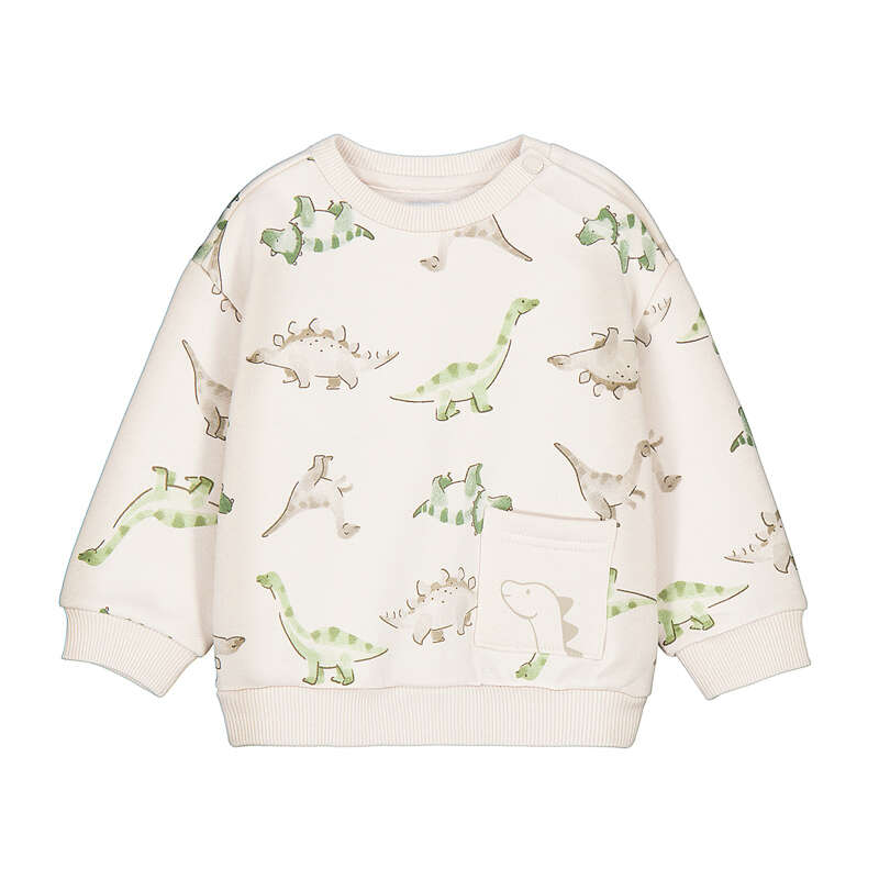Cream sweatshirt with sketched dino designs