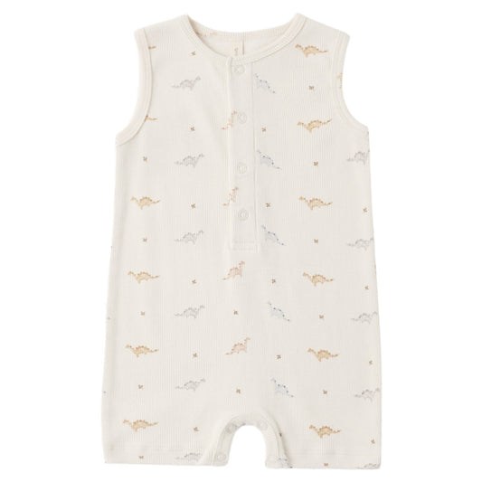 Baby romper with dinosaur pattern