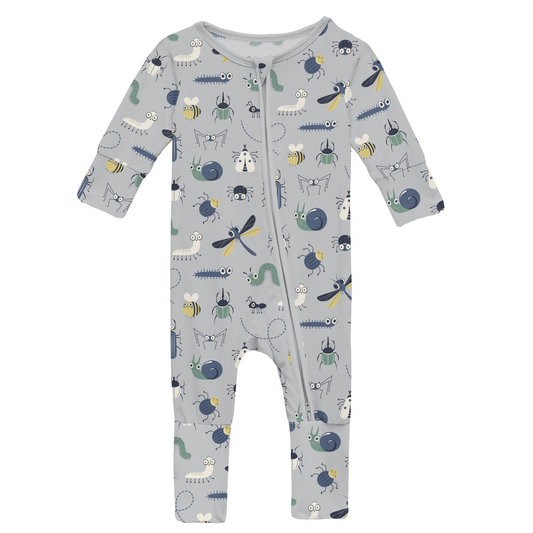 Baby romper with insect pattern and zip closure