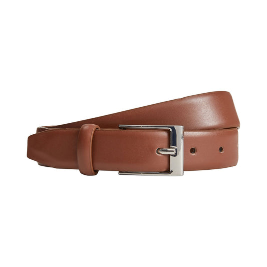 Boys’ brown dress belt with silver buckle