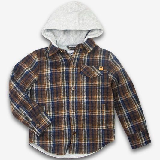 Plaid shirt with a hood on a white background