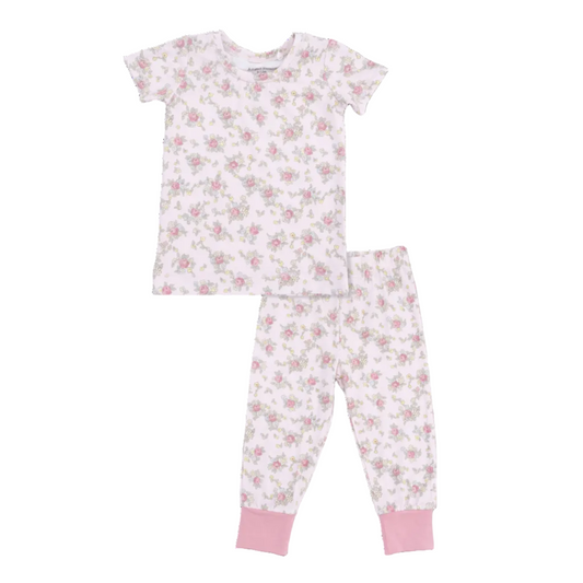 Floral pajama set with short sleeves and long pants