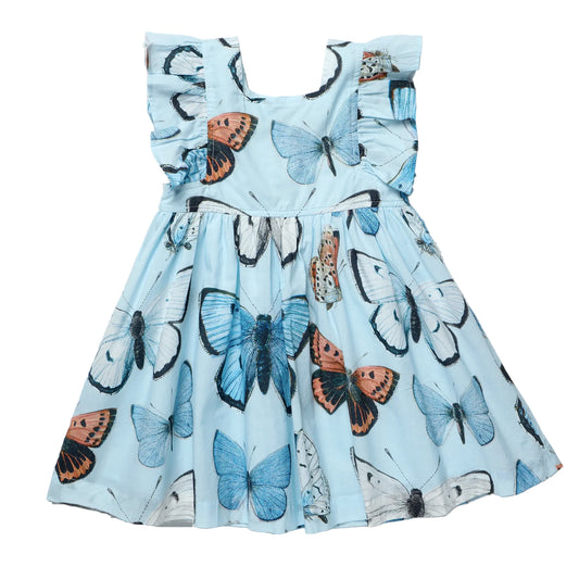 Blue dress with butterfly print