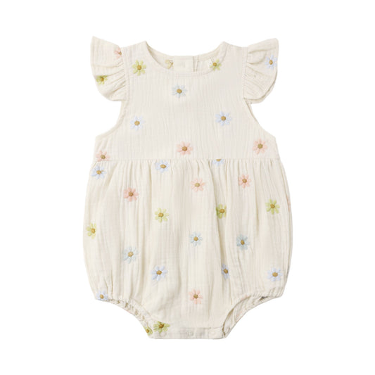 Baby bubble with daisy embroidered pattern