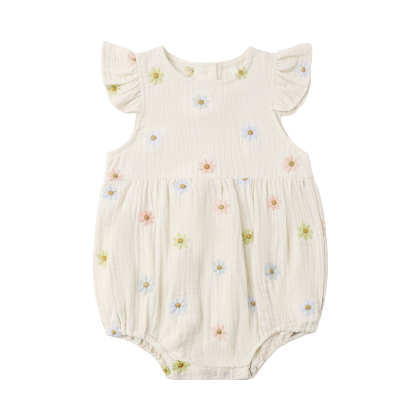 Baby bubble with daisy embroidered pattern