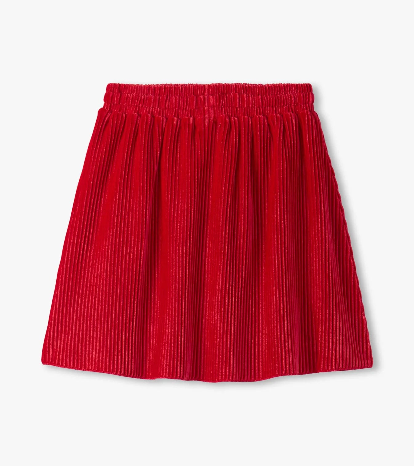 Red Pleated Velour Skirt
