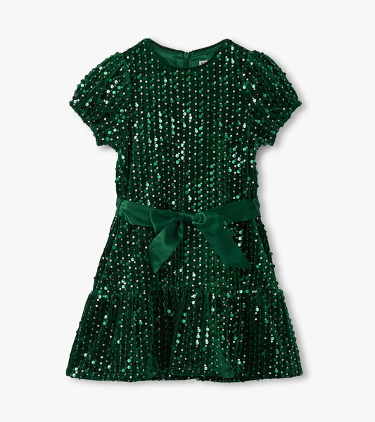 Green Sequin Velvet Dress