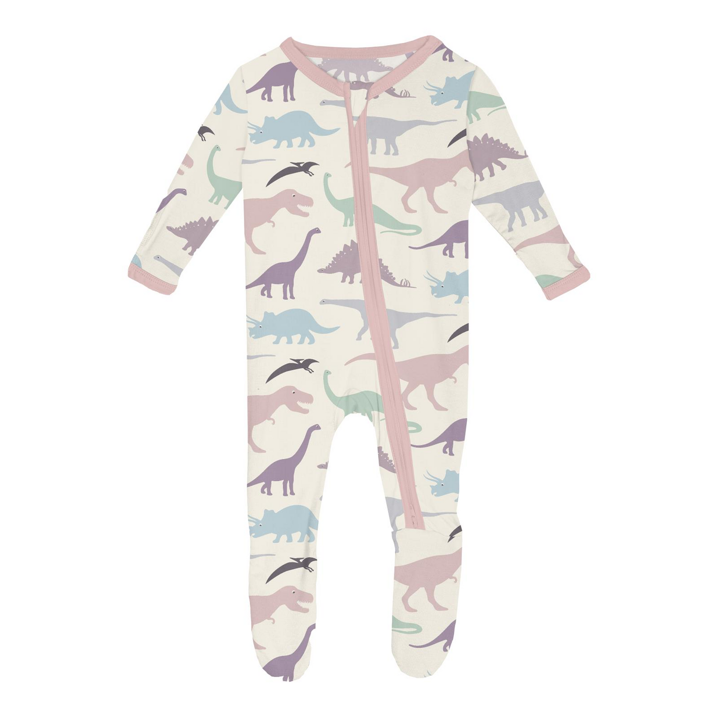 Lavender Dino Zip Footie