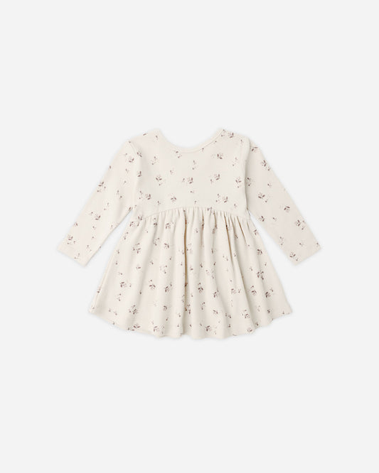 Fall Ditsy Ribbed Dress flat lay - Quincy Mae organic cotton ribbed swing dress, fall ditsy print