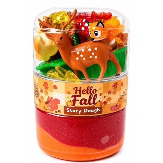 Fall Theme Play Dough Jar with Autumn Toys