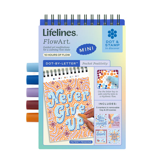 Lifelines FlowArt Mini Dot & Stamp set with markers on a white background