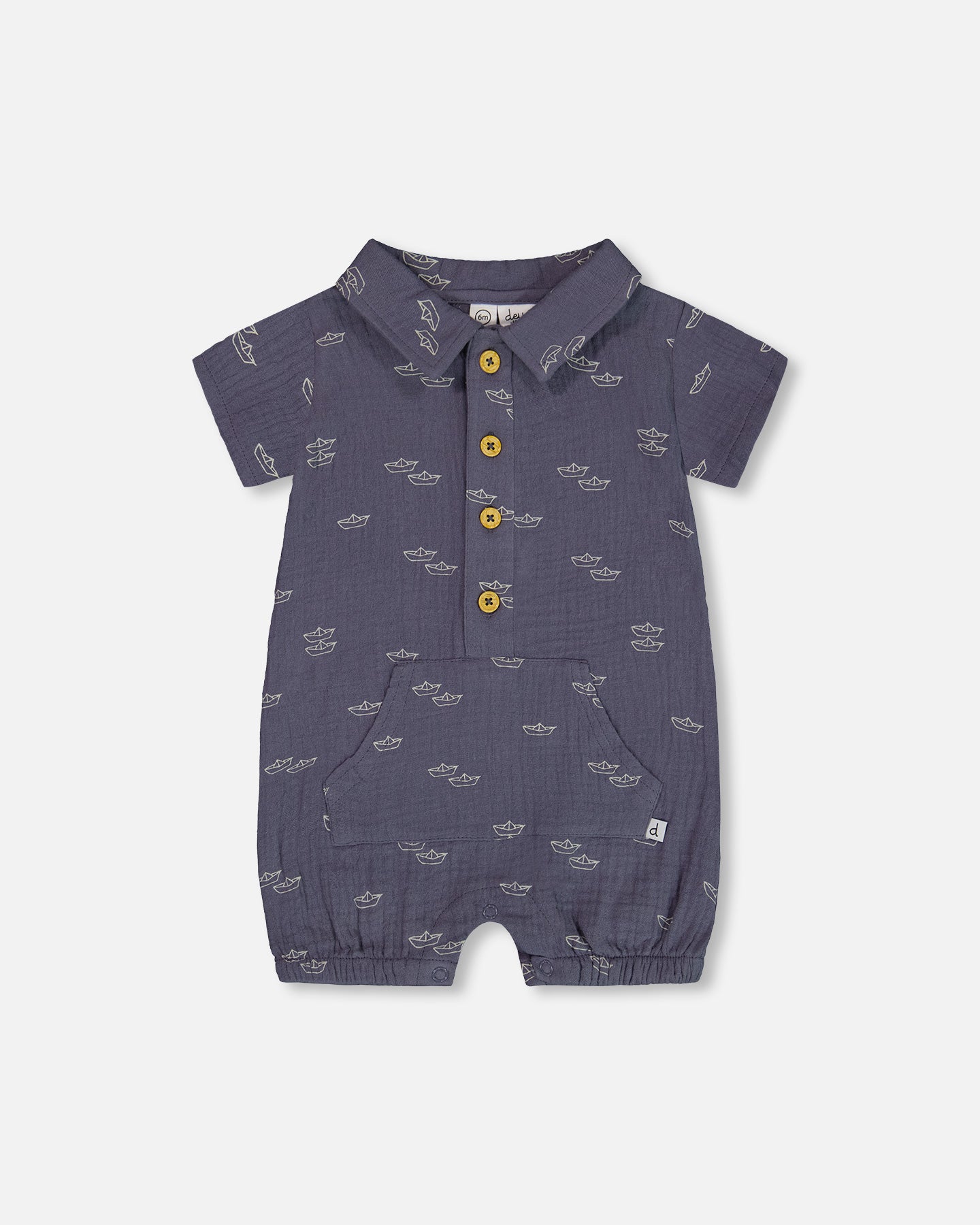 Navy Muslin Sailboat Romper