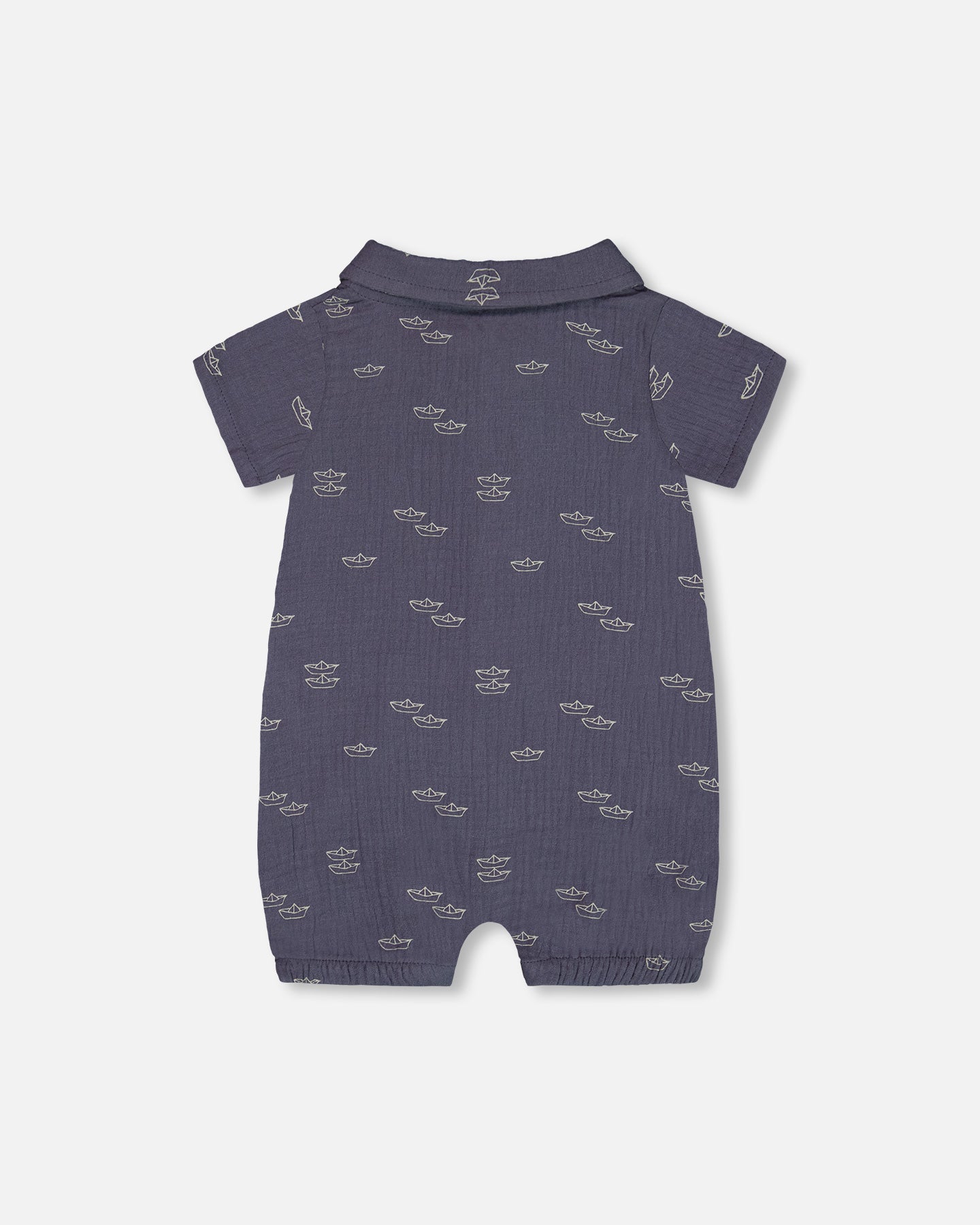Navy Muslin Sailboat Romper